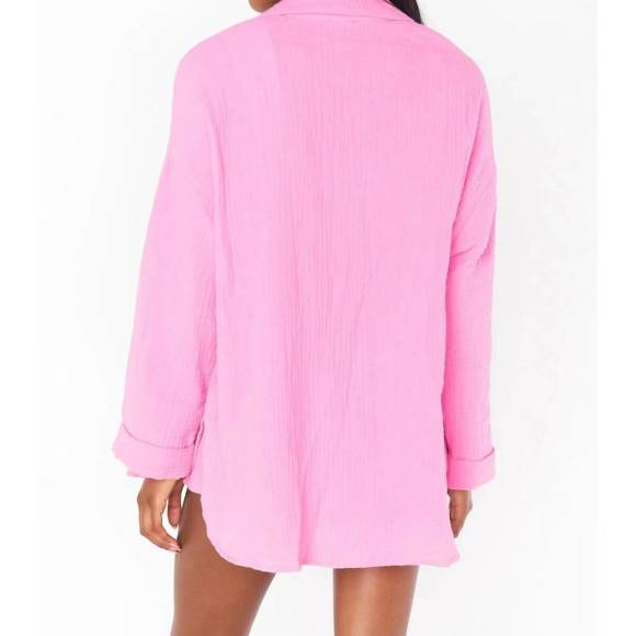 NEW SHOW ME YOUR MUMU weekday button up shirt in bubblegum gauze - Picture 2 of 5